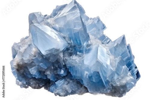 Cluster of Blue Crystals on White Background. On a White or Clear Surface PNG Transparent Background..