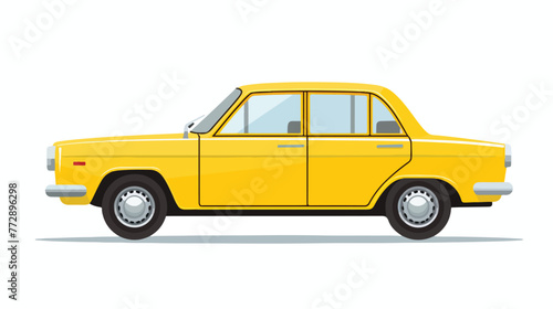 Car isolated on white  yellow paint tinted glass  f
