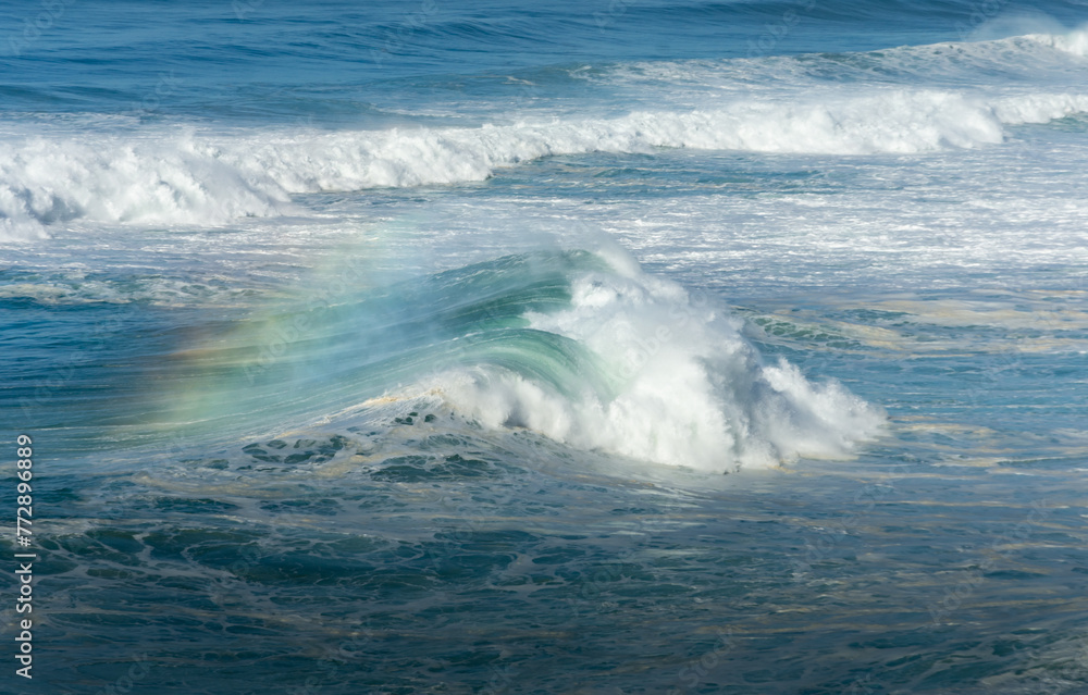 waves crashing on the beach