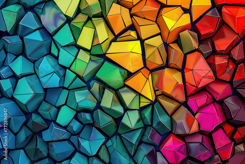 close up horizontal illustration of a colourful glowing mosaic abstract background