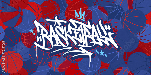 Abstract Hip Hop Urban Street Art Graffiti Style Streetball Or Basketball Background