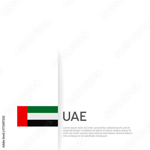 United arab emirates flag background. State patriotic uae banner, cover. Document template with uae flag on white background. National poster. Business booklet. Vector illustration, simple design