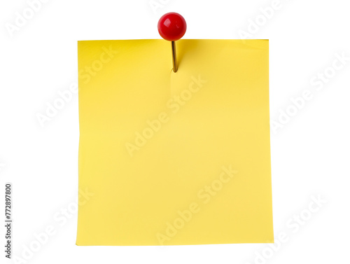 Yellow sticky note isolated on transparent or white background, png