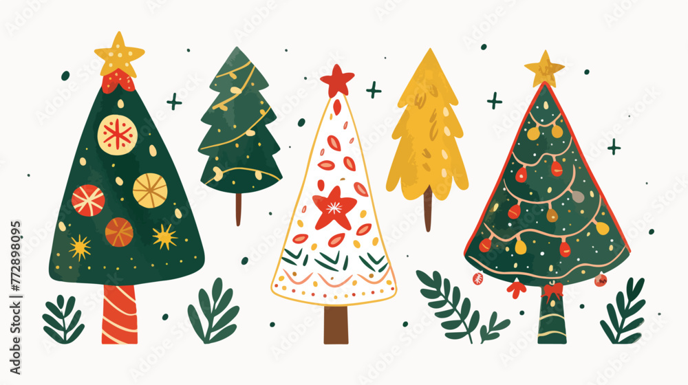Christmas tree cute drawing. Perfect for stickers new