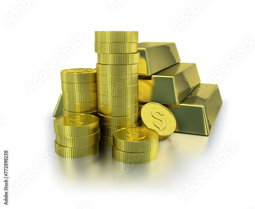 golden ingots and coins