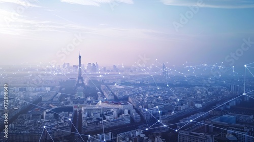 Aerial View of the Eiffel Tower in Paris © Prostock-studio