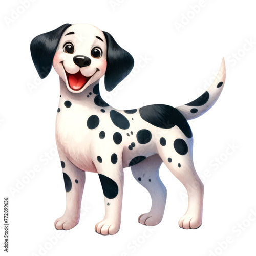 Watercolor cute Dalmatian dog. Cute dog breed. Dog days concept. © Moopingz