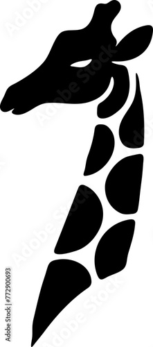 Girafe en silhouette design plat style logo, vecteur noir sur fond transparent 
