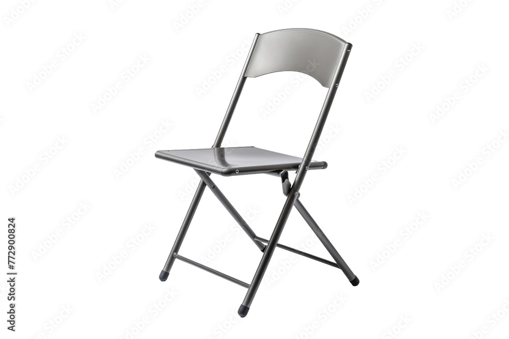 White Folding Chair on White Background. On a White or Clear Surface PNG Transparent Background..