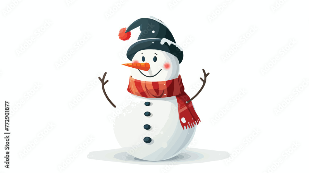 Cute snowman model Flat vector isolated on white background