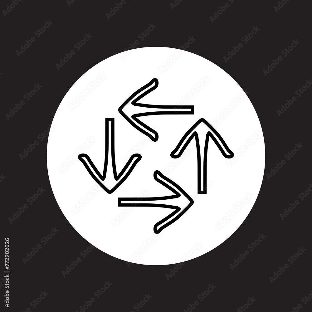 Repeat icon vector. Recycle logo design. Rotation vector icon illustration in circle isolated on black background Repeat icon vector. Recycle logo design. Rotation vector icon illustration in circle isolated on black background