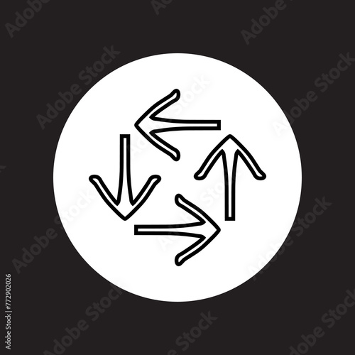Repeat icon vector. Recycle logo design. Rotation vector icon illustration in circle isolated on black background
