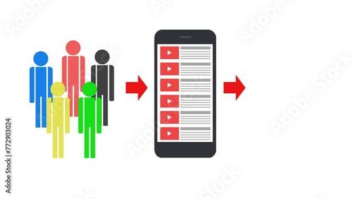 animated infographic about monetize content, viewer, smartphone, and money