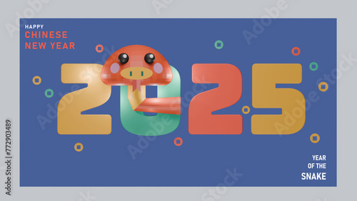 3d Chinese new year, 3d happy new year 2025, year of the snake