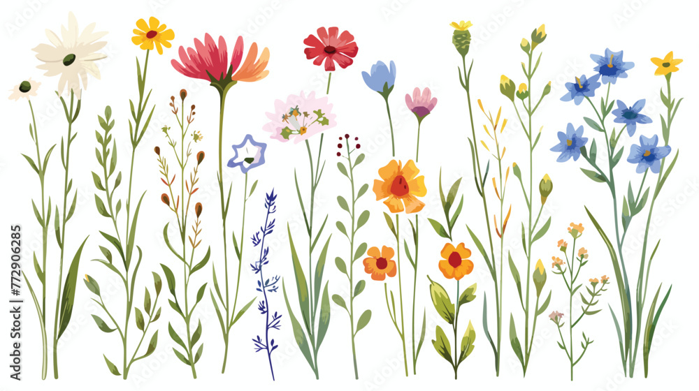 Garden flowers decorative icon Flat vector 