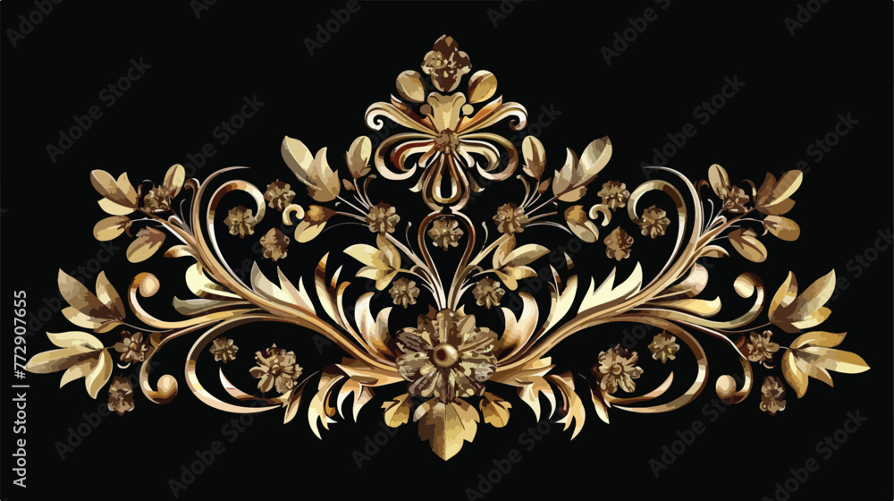 Golden imperial ornated crown on black background 