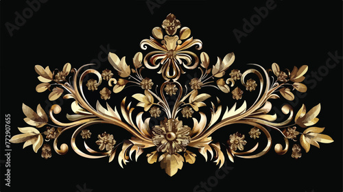 Golden imperial ornated crown on black background 