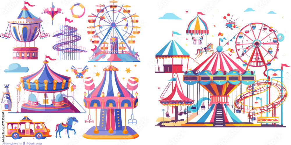 Amusement park. banner isolated vector illustration