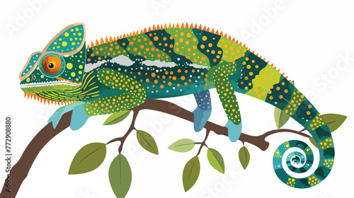 Hand drawn vector of chameleon isolated on white background