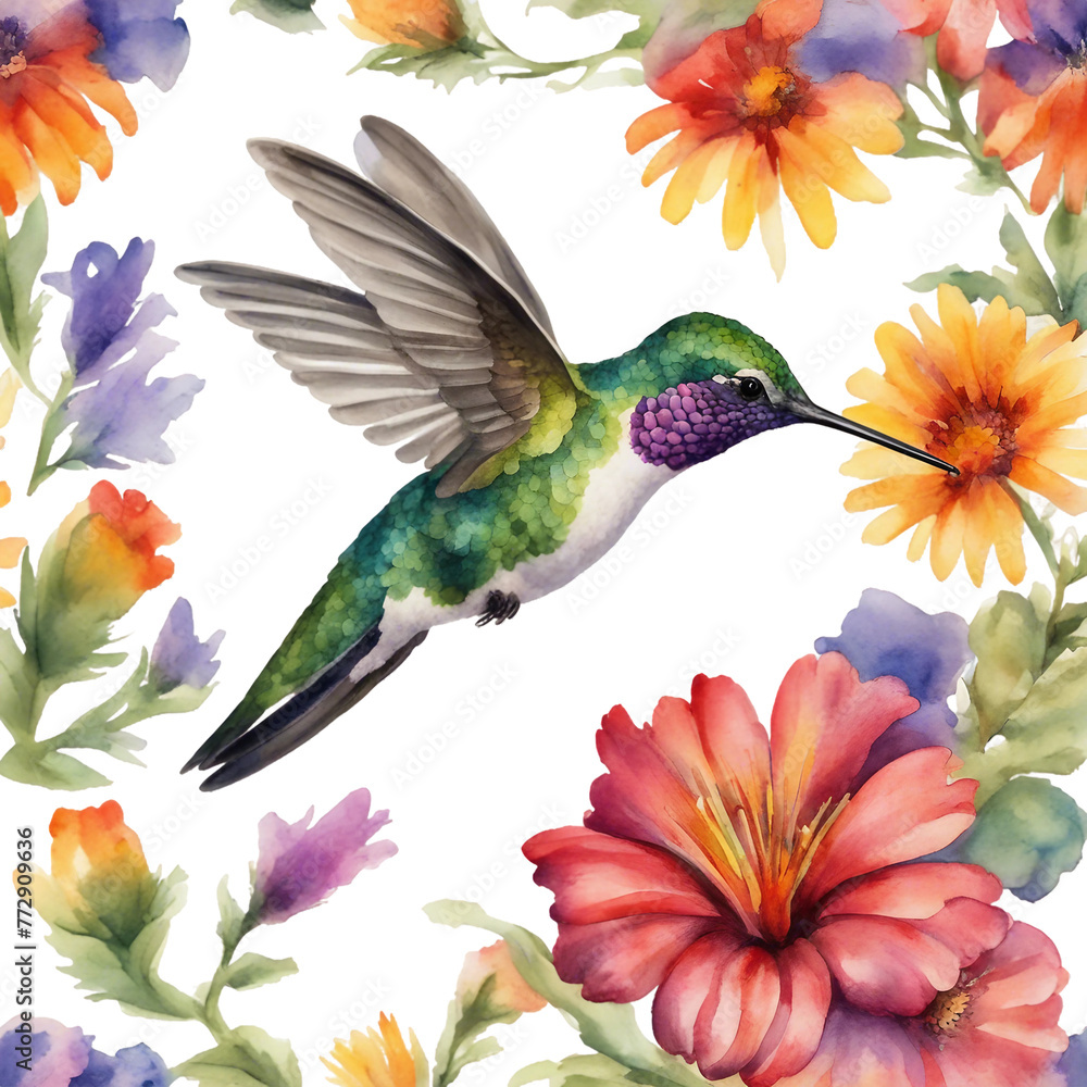 Obraz premium hummingbird and flowers