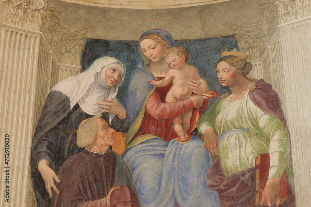 Ponzetti Chapel Madonna with Child Fresco at the Santa Maria della Pace Church in Rome, Italy