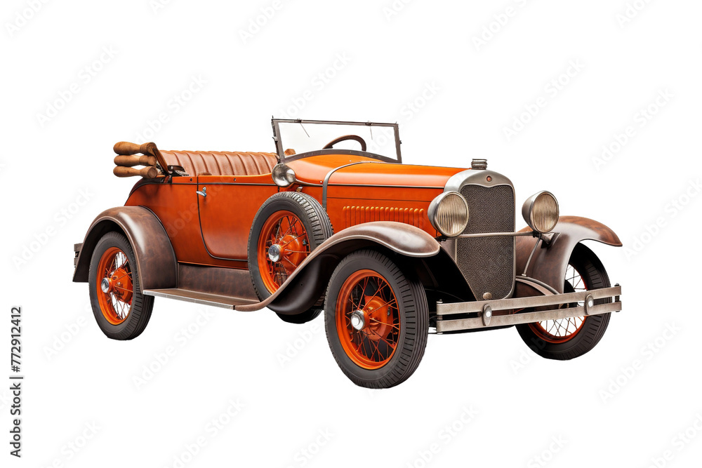 Vintage Orange Car Model. On a White or Clear Surface PNG Transparent Background..