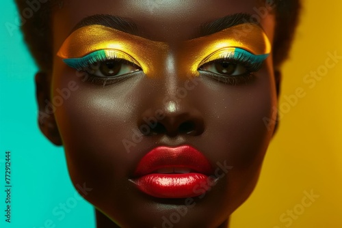 African model with perfect skin and stylish makeup  natural beauty and facial treatment  digital art