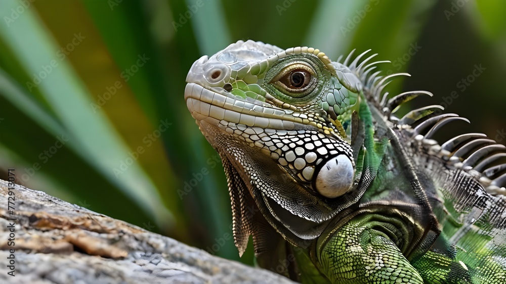 Obraz premium Small Green Iguana Closeup