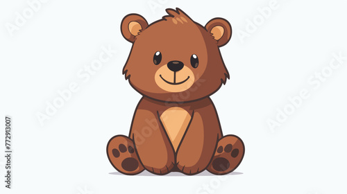 Isolated sitting bear kawaii. Emoji of a bear  Vector