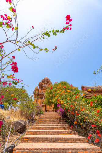 Aerial view of Cham towers, Po Klong Garai, Ninh Thuan province, Vietnam. photo