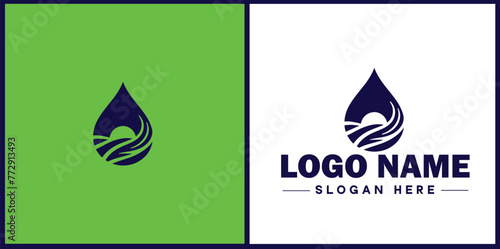 Water drop aqua rain dew droplet logo icon vector for business brand app icon water drop logo template