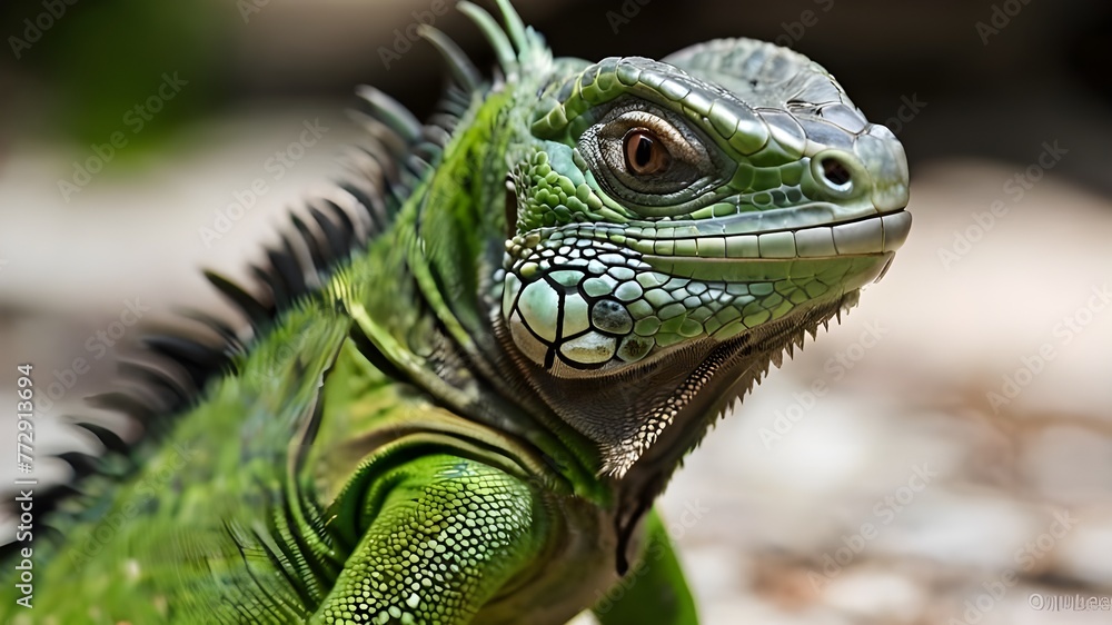 Fototapeta premium Small Green Iguana Closeup