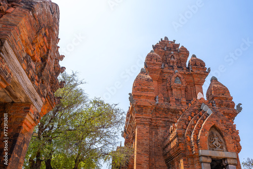 Aerial view of Cham towers, Po Klong Garai, Ninh Thuan province, Vietnam. photo