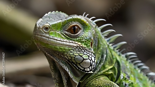 Small Green Iguana Closeup