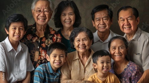 Multigenerational Family Portrait with Warm Smiles © Tungbackground