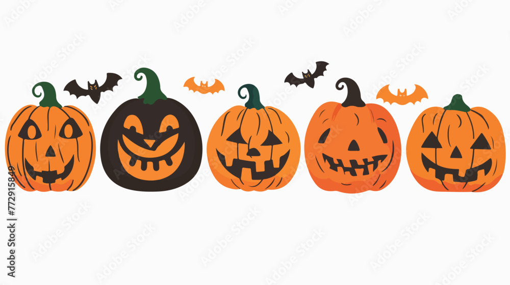 Pumpkins happy halloween celebration design Flat vector