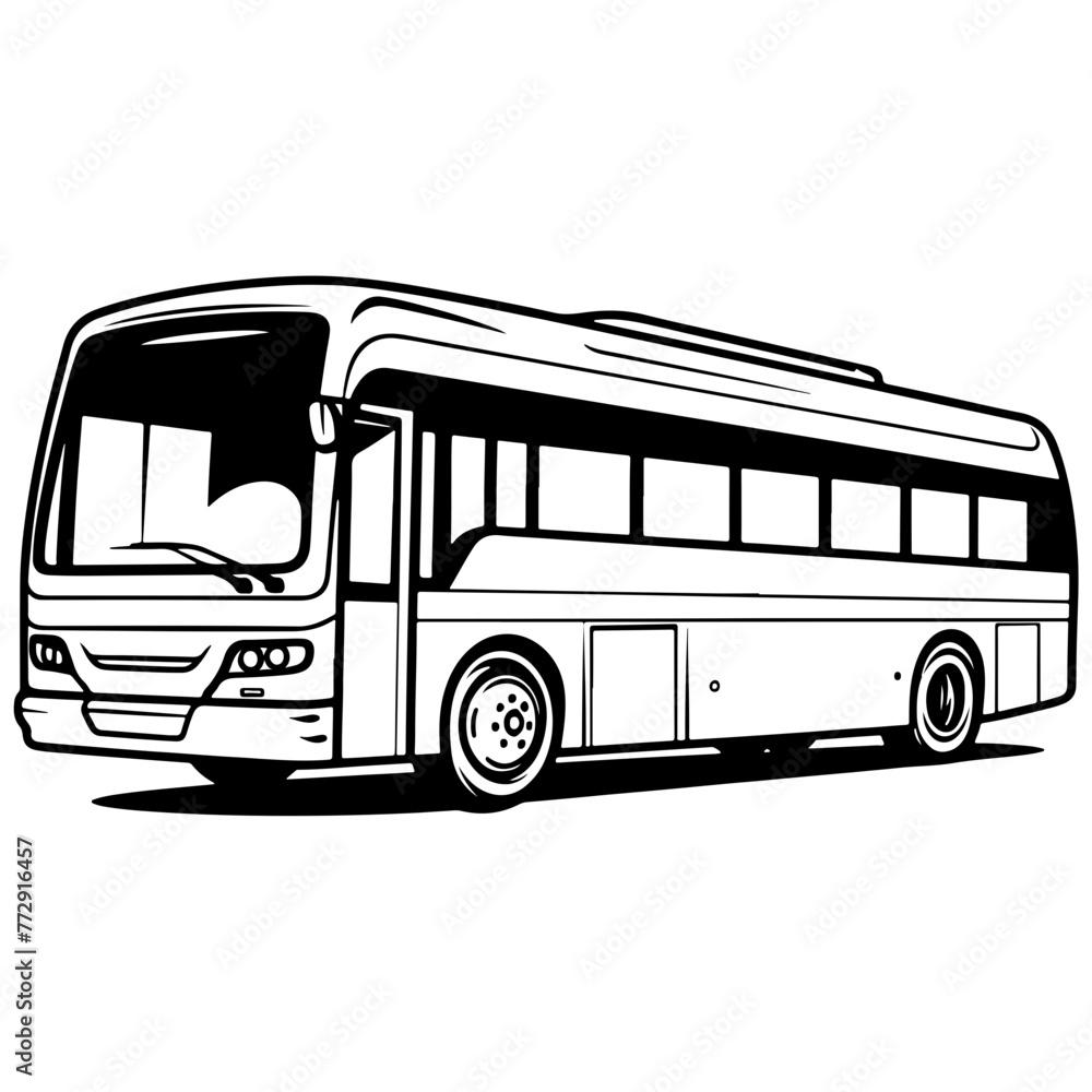Double-decker bus, simple vector svg illustration, black monoline, isolated on white background