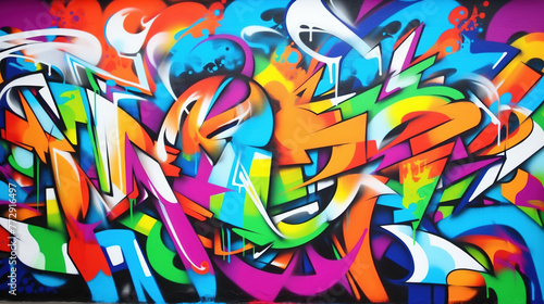 Graffiti on the wall. Modern street art creative background 