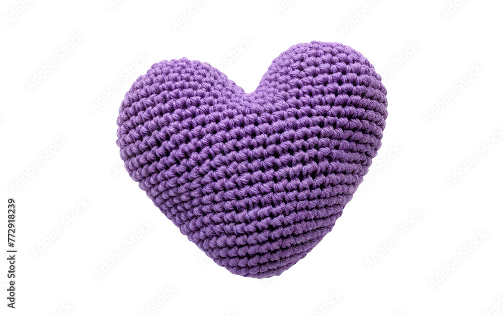 Crafting Affection: The Purple Heart in Crochet isolated on transparent Background