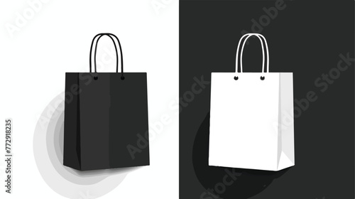 Shopping bag symbol on black and white colors Flat vector