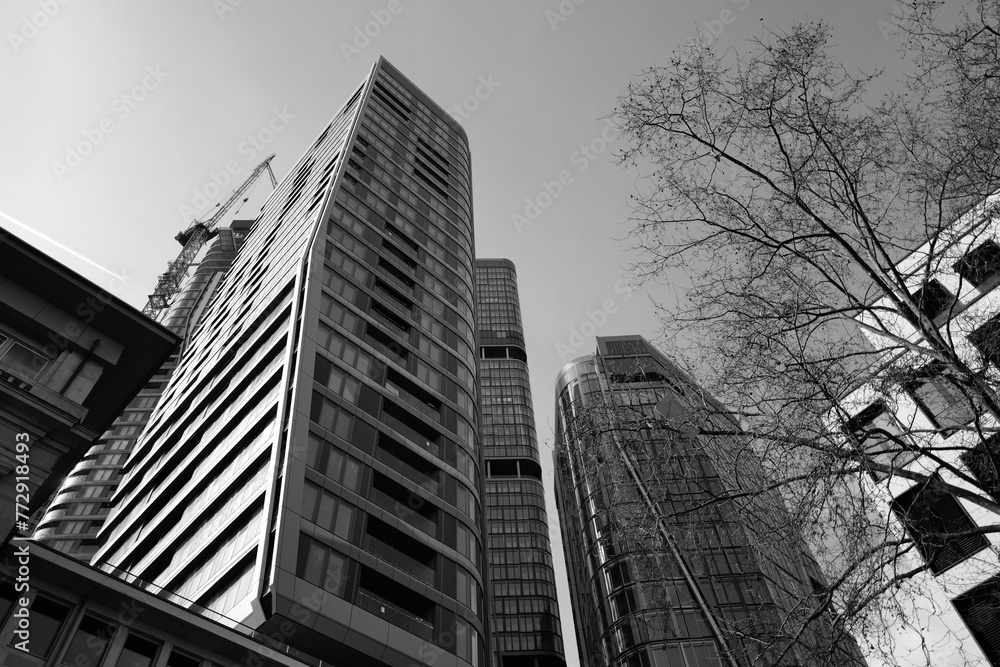 Fototapeta premium Frankfurt am Main Skyline Black & White Skyscraper