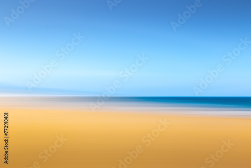 Side scan photograph of the sea and sand on a beach in Andalusia, Spain, on a summer holiday