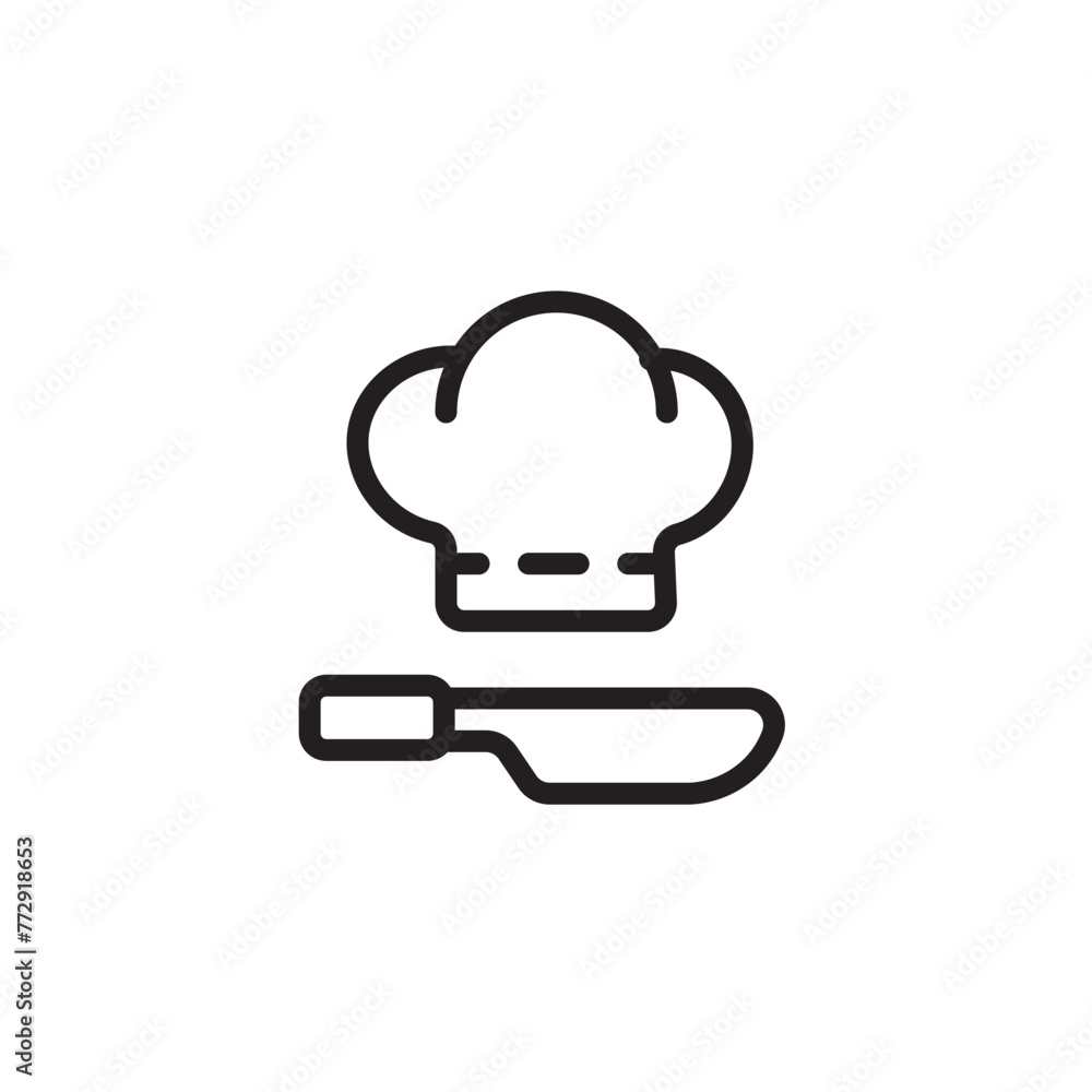 Fototapeta premium Chef Hat Food Line Icon