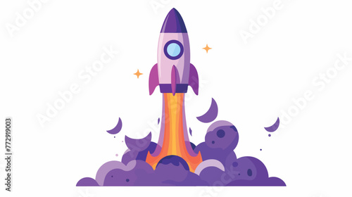 Simple And Clean Flat Purple Rocket Launch 