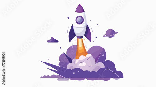 Simple And Clean Flat Purple Rocket Launch  © Roses