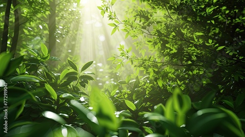 Rays of light in a deep forest. Trees, sun, flowering, nature, thicket, taiga, clearing, firewood, edge, pine needles, field, grove, animals, air, berries. Generated by AI