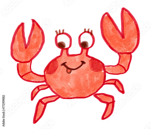 Felt pen vector illustration of child drawing of cute crab © Sonya illustration