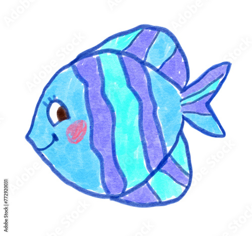 Felt pen vector illustration of child drawing of cute fish © Sonya illustration