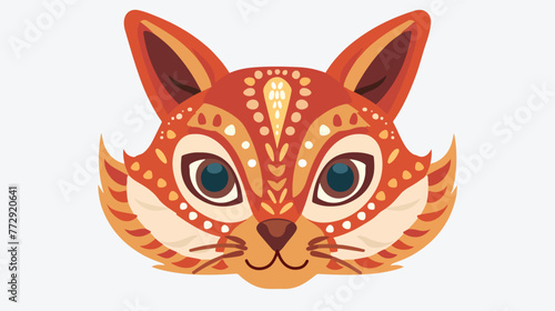 Squirrel face painting icon flat vector. Child paint.
