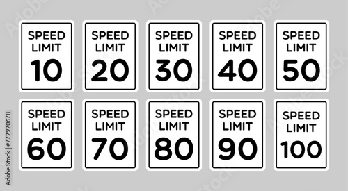 Vector Speed Limit Road Signs